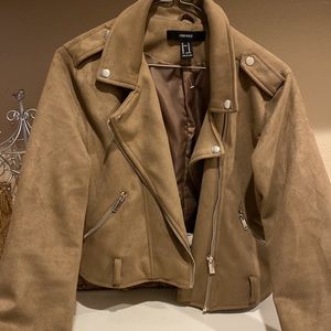 FOREVER 21 TAN BEIGE CREAM SUEDE JACKET MEDIUM
